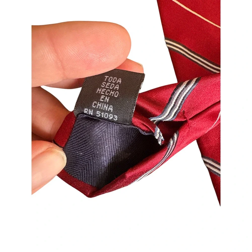 Stafford Essentials Red‎ Striped Silk Neck Tie Mens 60